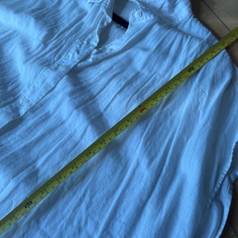 Uniqlo Sz XS Relaxed Oversized Linen Blend White Button Front Shirt Midi Dress - Picture 11 of 12